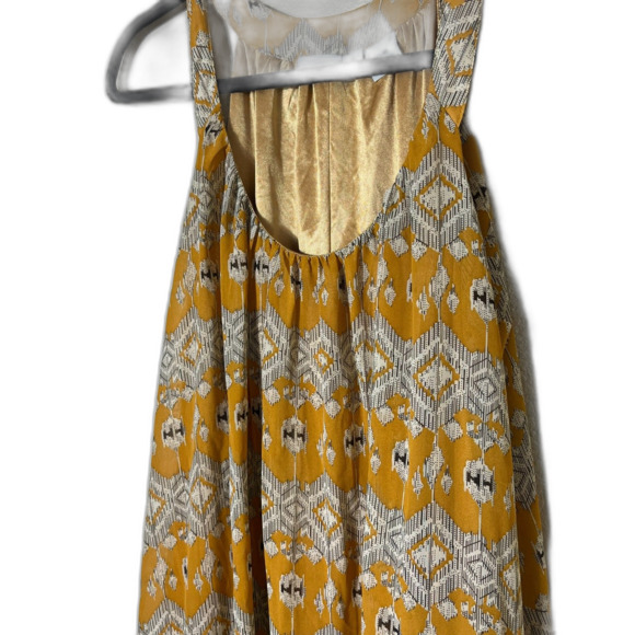 Kersh Mustard Yellow Boho Sleeveless Mini Dress M Oversized Western Trapeze - Picture 2 of 7